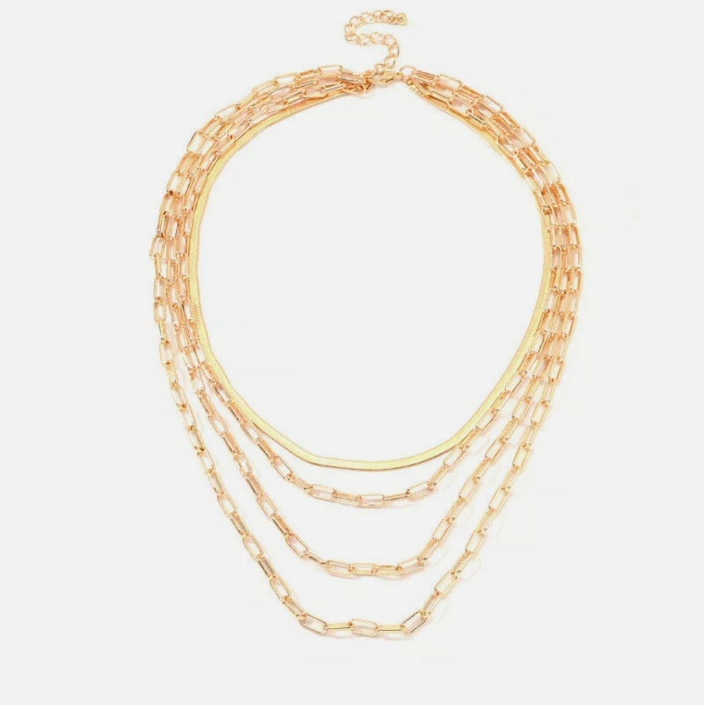 MULTILAYER CHUNKY CHAIN BIG PENDANT NECKLACE CHOKER - Picture 5 of 9